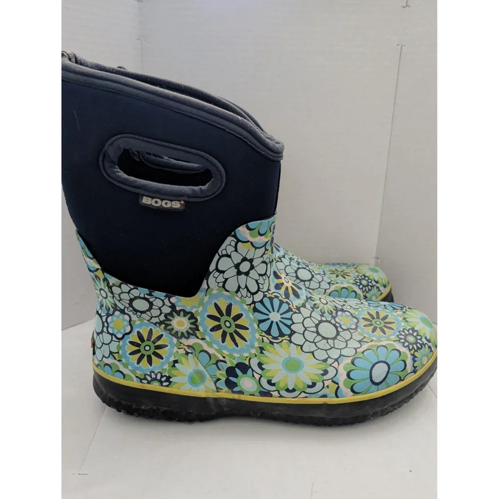 Bogs Classic Mid Ambrosia Retro 70s Daisy Floral Boots Women Sz 11 Barn Chore
